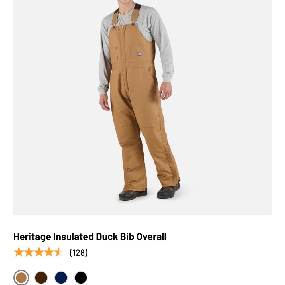 BERNIE HERITAGE INSULATED DUCK BIB OVERALL NWT